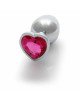 Анальна пробка - Ouch! Metal Butt Plug Medium Silver/Rubellite Pink Анальна пробка - Ouch! Metal Butt Plug Medium Silver/Rubellite Pink