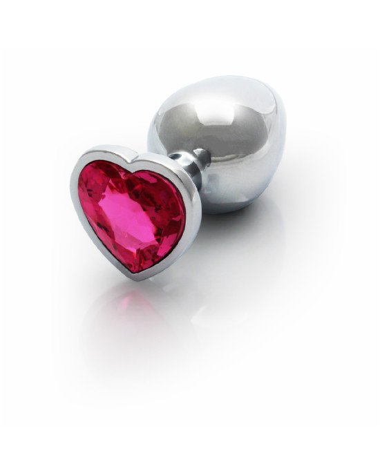 Анальна пробка - Ouch! Metal Butt Plug Medium Silver/Rubellite Pink Анальна пробка - Ouch! Metal Butt Plug Medium Silver/Rubellite Pink