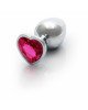 Анальна пробка - Ouch! Metal Butt Plug Medium Silver/Rubellite Pink Анальна пробка - Ouch! Metal Butt Plug Medium Silver/Rubellite Pink