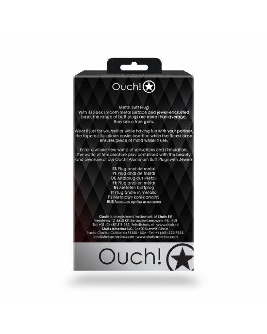 Анальна пробка - Ouch! Metal Butt Plug Large Silver/Rubellite Pink Анальна пробка - Ouch! Metal Butt Plug Large Silver/Rubellite Pink