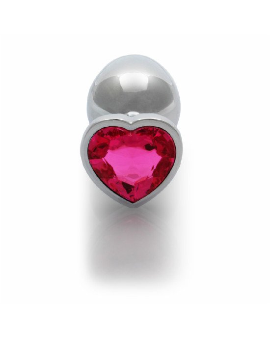 Анальна пробка - Ouch! Metal Butt Plug Large Silver/Rubellite Pink Анальна пробка - Ouch! Metal Butt Plug Large Silver/Rubellite Pink