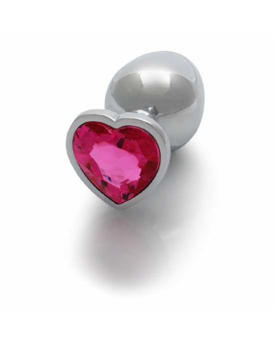 Анальна пробка - Ouch! Metal Butt Plug Large Silver/Rubellite Pink Анальна пробка - Ouch! Metal Butt Plug Large Silver/Rubellite Pink