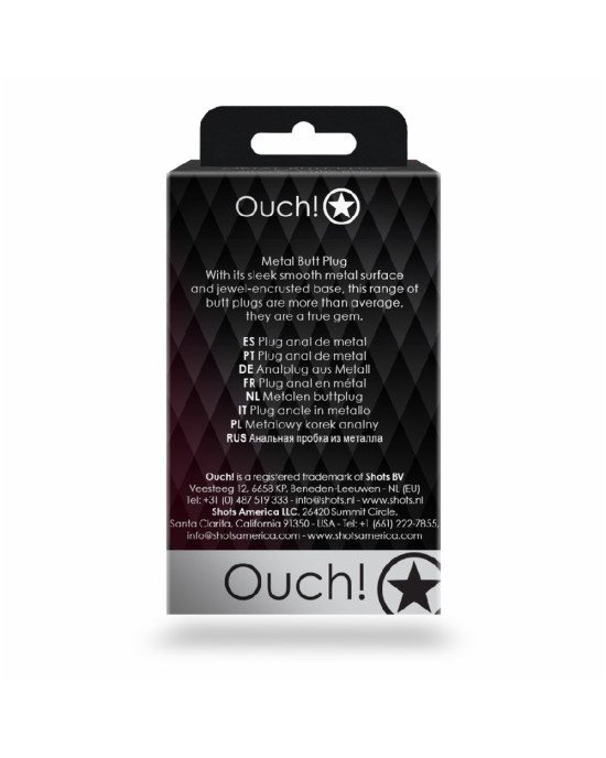 Анальна пробка - Ouch! Metal Butt Plug Small Gold/Ruby Red Анальна пробка - Ouch! Metal Butt Plug Small Gold/Ruby Red