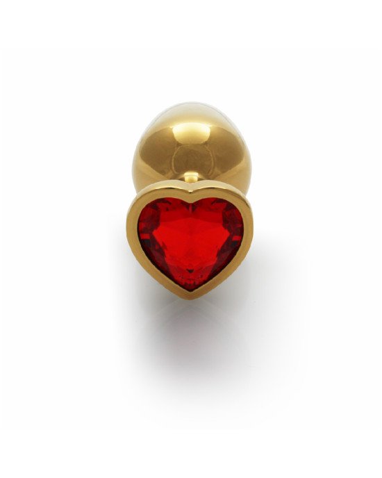 Анальна пробка - Ouch! Metal Butt Plug Small Gold/Ruby Red Анальна пробка - Ouch! Metal Butt Plug Small Gold/Ruby Red