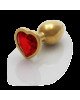 Анальна пробка - Ouch! Metal Butt Plug Small Gold/Ruby Red Анальна пробка - Ouch! Metal Butt Plug Small Gold/Ruby Red