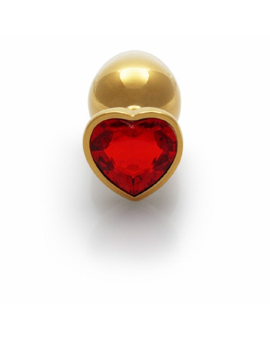 Анальна пробка - Ouch! Metal Butt Plug Medium Gold/Ruby Red Анальна пробка - Ouch! Metal Butt Plug Medium Gold/Ruby Red