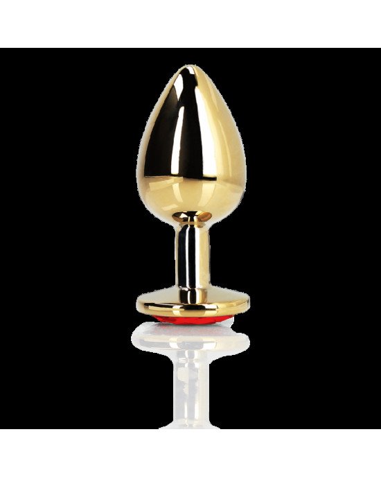 Анальна пробка - Ouch! Metal Butt Plug Medium Gold/Ruby Red Анальна пробка - Ouch! Metal Butt Plug Medium Gold/Ruby Red