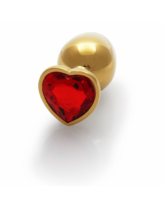 Анальна пробка - Ouch! Metal Butt Plug Medium Gold/Ruby Red Анальна пробка - Ouch! Metal Butt Plug Medium Gold/Ruby Red