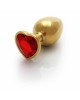 Анальна пробка - Ouch! Metal Butt Plug Medium Gold/Ruby Red Анальна пробка - Ouch! Metal Butt Plug Medium Gold/Ruby Red
