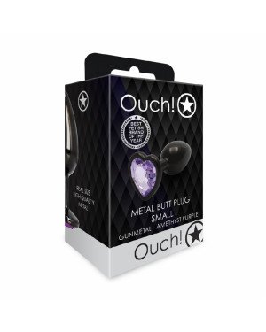 Анальна пробка - Ouch! Metal Butt Plug Small Gunmetal/Amethyst Purple