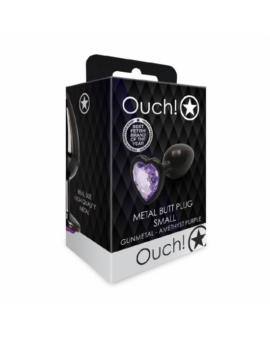 Анальна пробка - Ouch! Metal Butt Plug Small Gunmetal/Amethyst Purple Анальна пробка - Ouch! Metal Butt Plug Small Gunmetal/Amethyst Purple