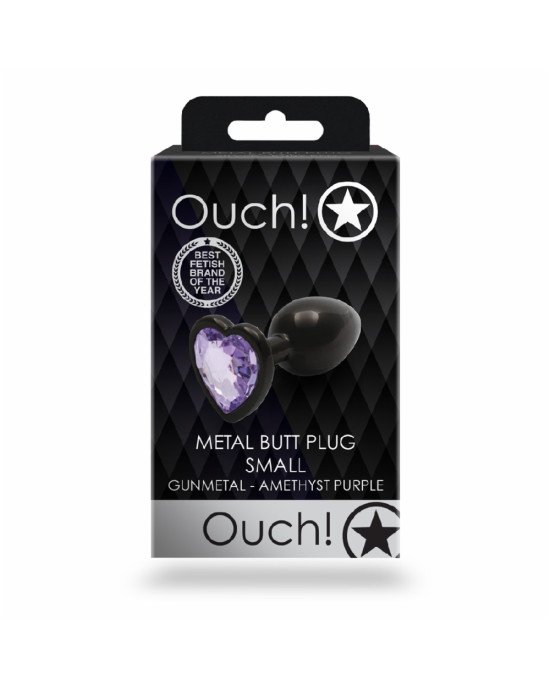 Анальна пробка - Ouch! Metal Butt Plug Small Gunmetal/Amethyst Purple Анальна пробка - Ouch! Metal Butt Plug Small Gunmetal/Amethyst Purple