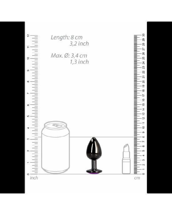 Анальна пробка - Ouch! Metal Butt Plug Medium Gunmetal/Amethyst Purple Анальна пробка - Ouch! Metal Butt Plug Medium Gunmetal/Amethyst Purple
