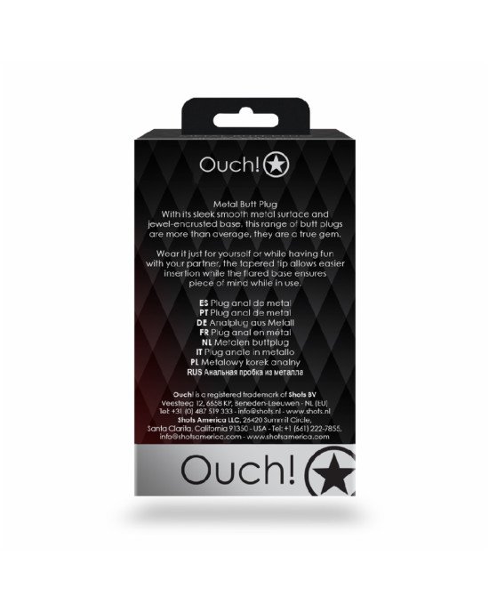 Анальна пробка - Ouch! Metal Butt Plug Medium Gunmetal/Amethyst Purple Анальна пробка - Ouch! Metal Butt Plug Medium Gunmetal/Amethyst Purple