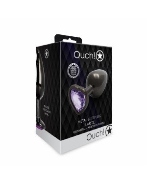 Анальна пробка - Ouch! Metal Butt Plug Large Gunmetal/Amethyst Purple