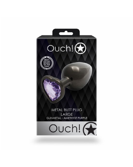 Анальна пробка - Ouch! Metal Butt Plug Large Gunmetal/Amethyst Purple Анальна пробка - Ouch! Metal Butt Plug Large Gunmetal/Amethyst Purple