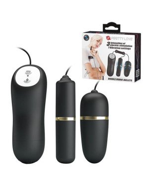 Віброяйце з вібропулею - Pretty Love Electric Stimulation Double Vibro-Bullets Black