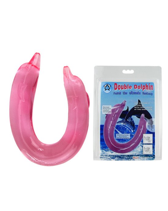Двосторонній фалоімітатор - Double Dolphin Pink Двосторонній фалоімітатор - Double Dolphin Pink