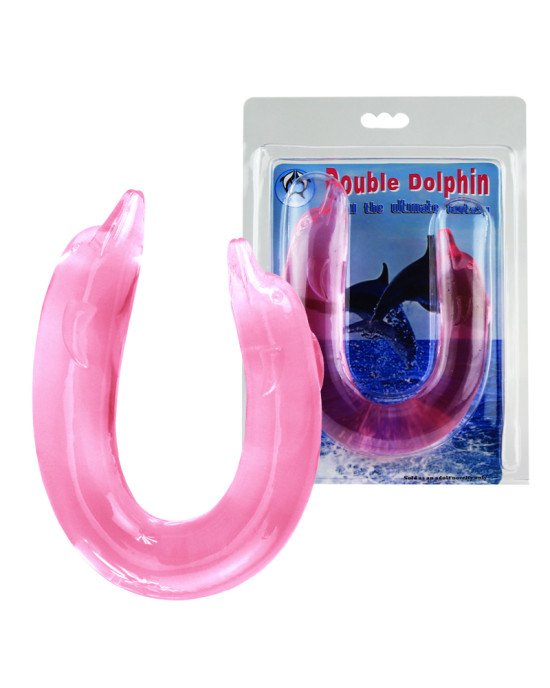 Двосторонній фалоімітатор - Double Dolphin Pink Двосторонній фалоімітатор - Double Dolphin Pink