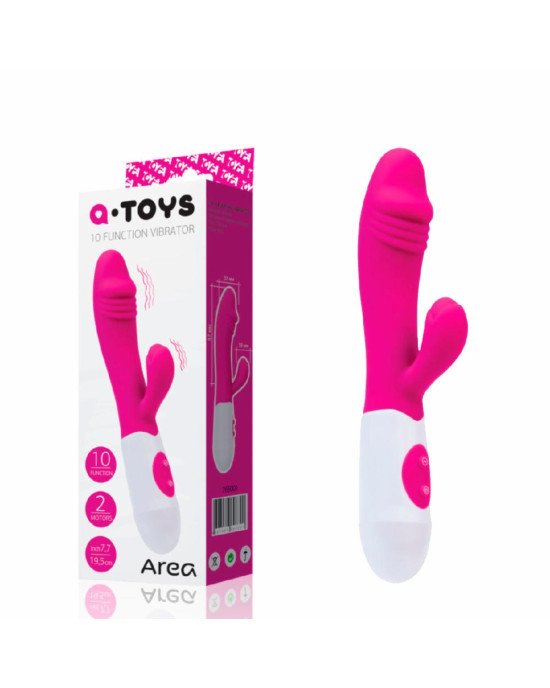 Вібратор з кліторальним стимулятором Toyfa A-Toys Area, силікон, рожевий, 19,5 см