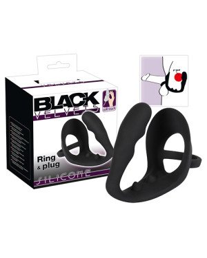 Анальна пробка з ерекційним кільцем - Black Velvets Ring & plug