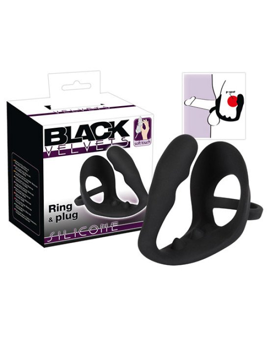 Анальна пробка з ерекційним кільцем - Black Velvets Ring & plug Анальна пробка з ерекційним кільцем - Black Velvets Ring & plug