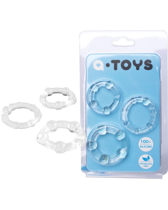 Набір кілець Toyfa A-Toys, силікон, прозорий, ø 3,5/3/2 см Набір кілець Toyfa A-Toys, силікон, прозорий, ø 3,5/3/2 см
