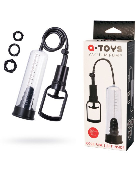Помпа для пеніса Toyfa A-Toys, PVC, чорний, 20,5 см Помпа для пеніса Toyfa A-Toys, PVC, чорний, 20,5 см