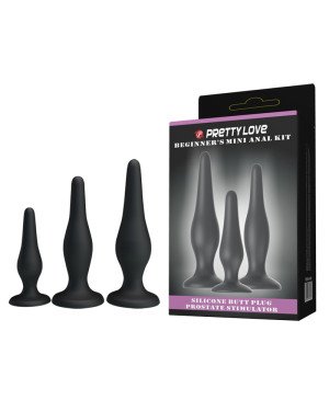 Набір анальних пробок - Pretty Love Begginer's Mini Anal Kit Black