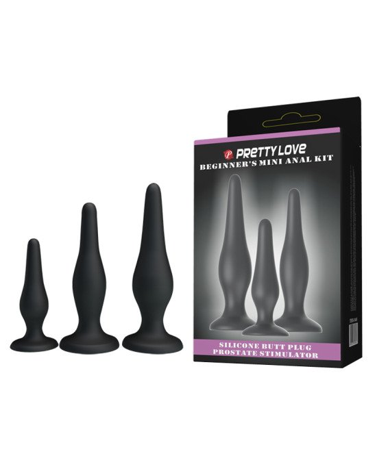 Набір анальних пробок - Pretty Love Begginer's Mini Anal Kit Black Набір анальних пробок - Pretty Love Begginer's Mini Anal Kit Black
