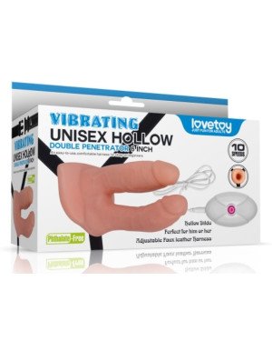 Страпон для подвійного проникнення - Vibrating Unisex Hollow Double Penetration 6