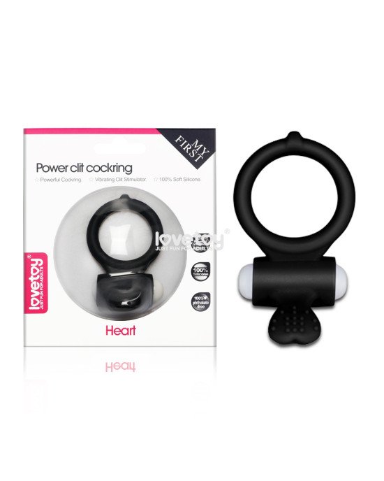 Ерекційне кільце - Power Clit Cockring Heart Black Ерекційне кільце - Power Clit Cockring Heart Black