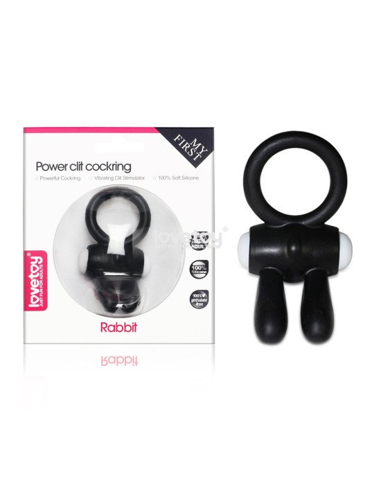 Ерекційне кільце - Power Clit Cockring Rabbit Black Ерекційне кільце - Power Clit Cockring Rabbit Black
