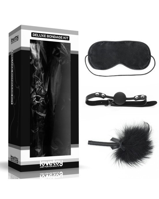 Набір БДСМ - Deluxe Bondage Kit (маска, кляп, пір'їнка) Набір БДСМ - Deluxe Bondage Kit (маска, кляп, пір'їнка)