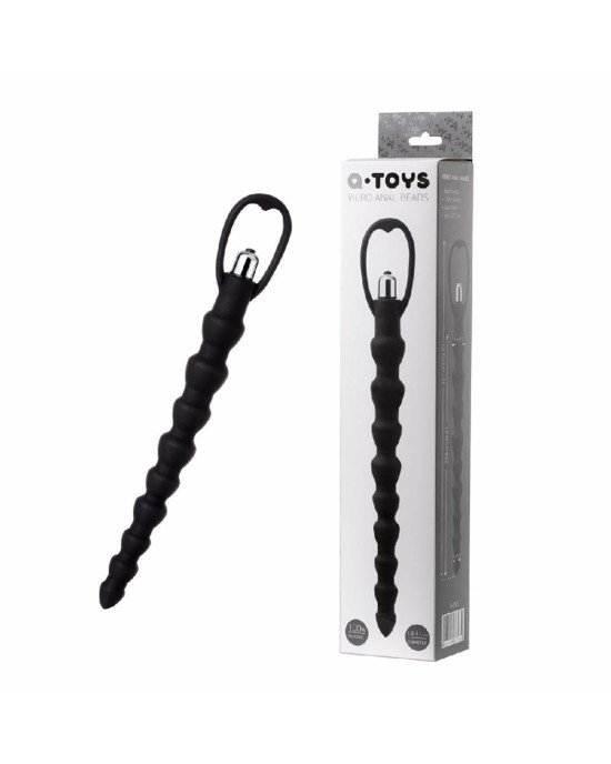 Анальний ланцюжок Toyfa A-Toys з вібрацією, силікон, чорний, 32,7см