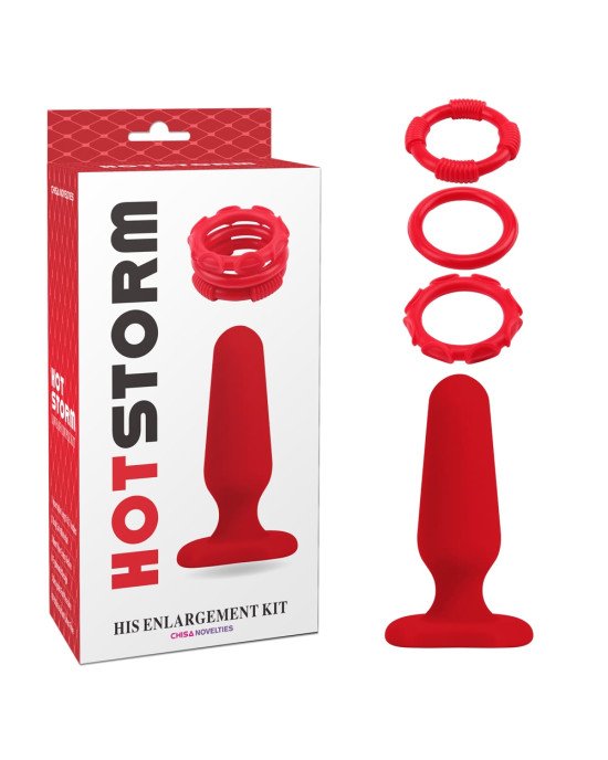 Набір іграшок (анальна пробка та ерекційні кільця) - Hot Storm His Enlargement Kit Набір іграшок (анальна пробка та ерекційні кільця) - Hot Storm His Enlargement Kit