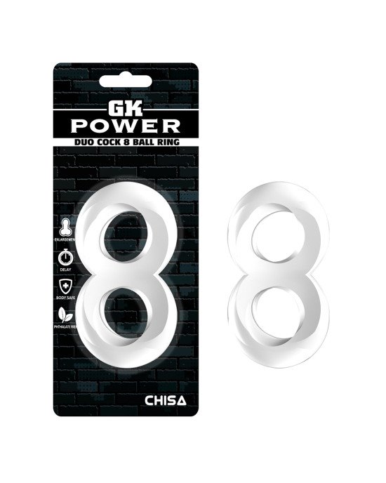 Ерекційне кільце - GK Power Duo Cock 8 Ball Ring Clear Ерекційне кільце - GK Power Duo Cock 8 Ball Ring Clear
