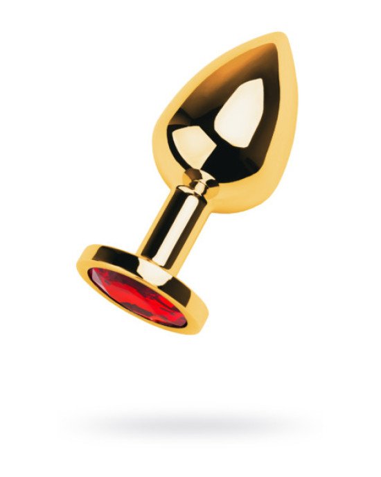 Gold anal plug TOYFA Metal with red round-shaped gem, length 7,8 cm, diameter 2,2-3,5 cm, weight 95 Gold anal plug TOYFA Metal with red round-shaped gem, length 7,8 cm, diameter 2,2-3,5 cm, weight 95