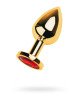 Gold anal plug TOYFA Metal with red round-shaped gem, length 7,8 cm, diameter 2,2-3,5 cm, weight 95 Gold anal plug TOYFA Metal with red round-shaped gem, length 7,8 cm, diameter 2,2-3,5 cm, weight 95