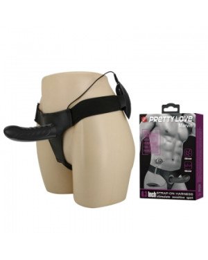 Страпон - Pretty Love Marvin Vibrating StrapOn Harness Black, 16.2 см