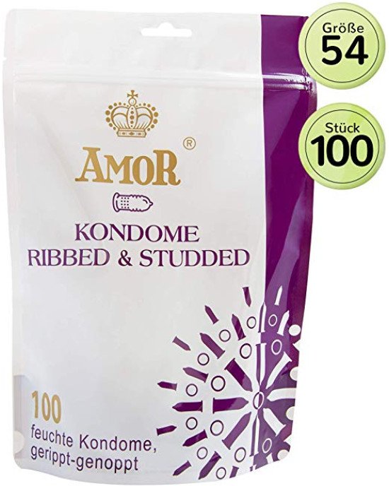 Презервативи - Amor Ribbed & Studded, 100 шт. Презервативи - Amor Ribbed & Studded, 100 шт.