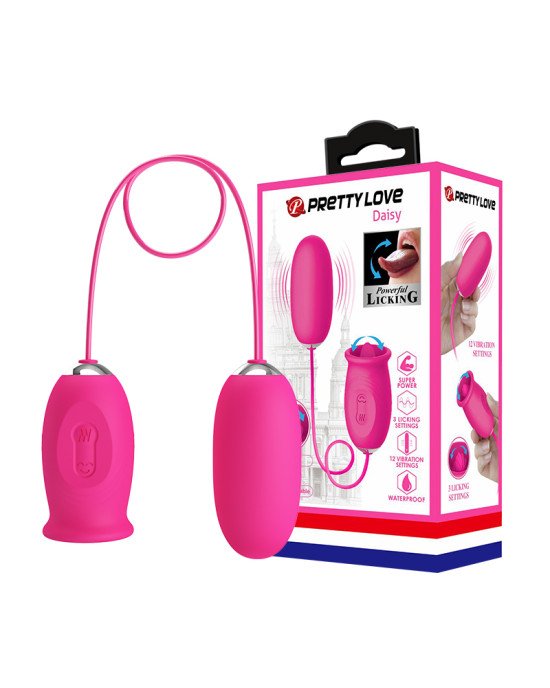 Кліторальний стимулятор з віброяйцем - Pretty Love Daisy Licking Vibrator Pink Кліторальний стимулятор з віброяйцем - Pretty Love Daisy Licking Vibrator Pink