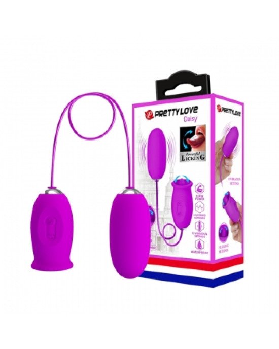 Кліторальний стимулятор з віброяйцем - Pretty Love Daisy Licking Vibrator Purple Кліторальний стимулятор з віброяйцем - Pretty Love Daisy Licking Vibrator Purple
