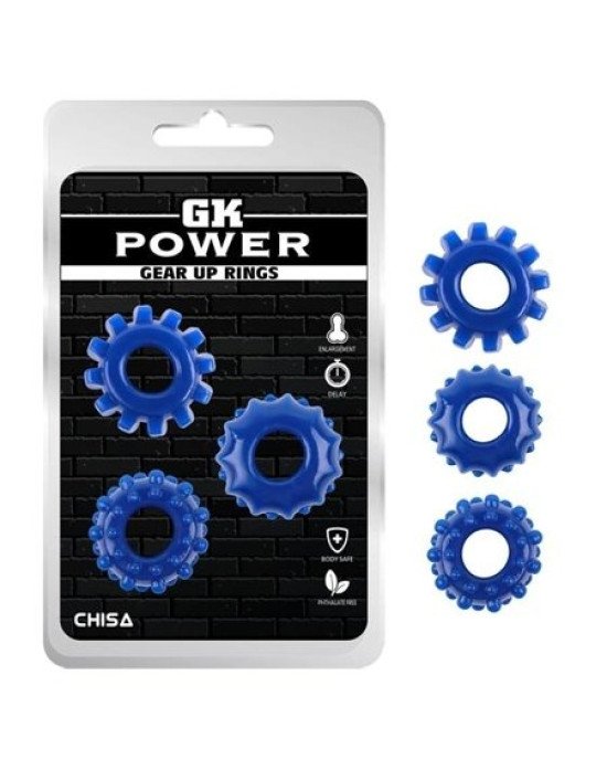 Ерекційні кільця - GK Power Gear Up Rings Blue Ерекційні кільця - GK Power Gear Up Rings Blue