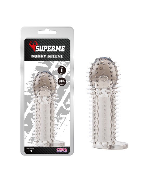 Насадка на член - SuperMe Nubby Sleeve Grey Насадка на член - SuperMe Nubby Sleeve Grey