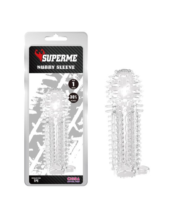 Насадка на член - SuperMe Nubby Sleeve Clear Насадка на член - SuperMe Nubby Sleeve Clear