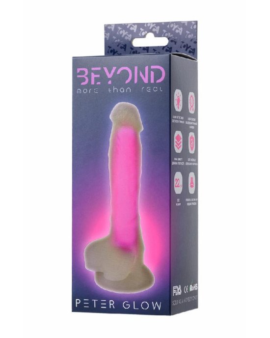 Фалоімітатор, що світиться в темряві, Beyond By Toyfa, Peter Glow, силікон, прозоро-рожевий, 22 см Фалоімітатор, що світиться в темряві, Beyond By Toyfa, Peter Glow, силікон, прозоро-рожевий, 22 см