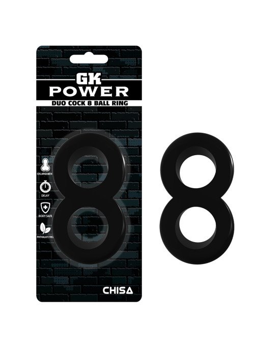 Ерекційне кільце - GK Power Duo Cock 8 Ball Ring Black Ерекційне кільце - GK Power Duo Cock 8 Ball Ring Black