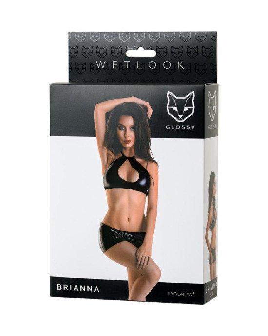 Комплект Glossy Brianna з матеріалу Wetlook, чорний L Комплект Glossy Brianna з матеріалу Wetlook, чорний L