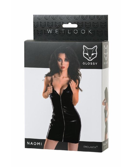 Плаття Glossy Naomi з матеріалу Wetlook, чорне L Плаття Glossy Naomi з матеріалу Wetlook, чорне L